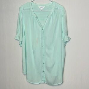 Market & Spruce  V-neck Button Down Short Sleeve Top Womens Size 2X.